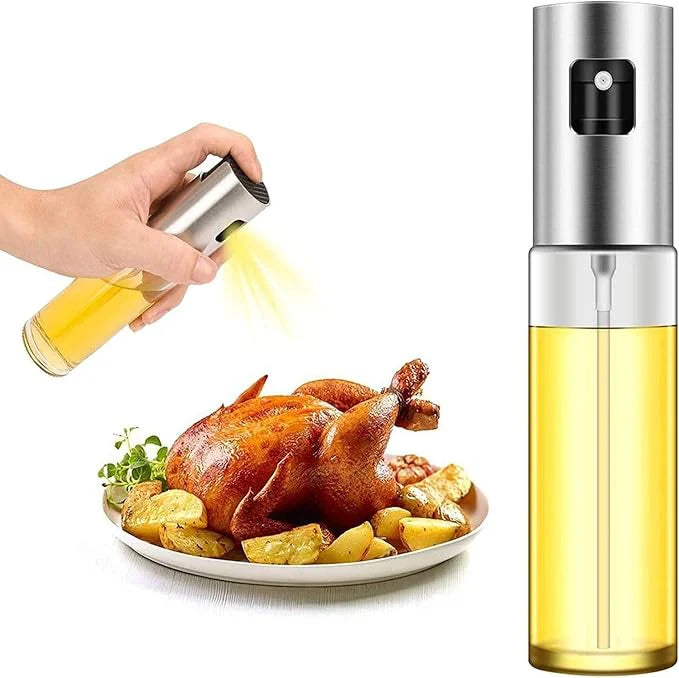 Stainless Steel Oil Spray Bottle – Refillable Cooking Oil Dispenser for kitchen airfryer & BBQ