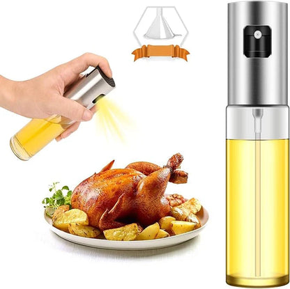 Stainless Steel Oil Spray Bottle – Refillable Cooking Oil Dispenser for kitchen airfryer & BBQ